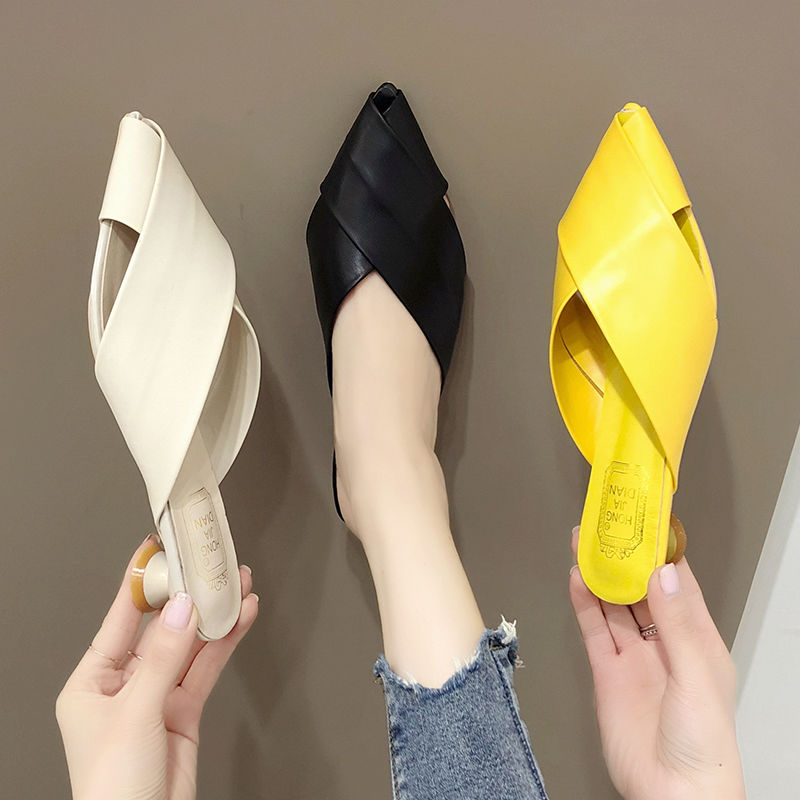 Damen-Mules, runde Zehen, mittlerer Absatz, PU, Komfort-2