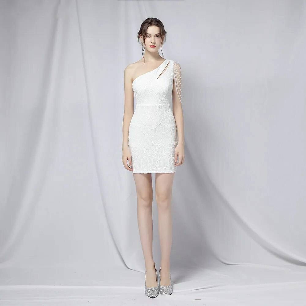 Damen-Minikleid, gestreiftes Polyester, ärmellos, eleganter Wasserfallausschnitt-4