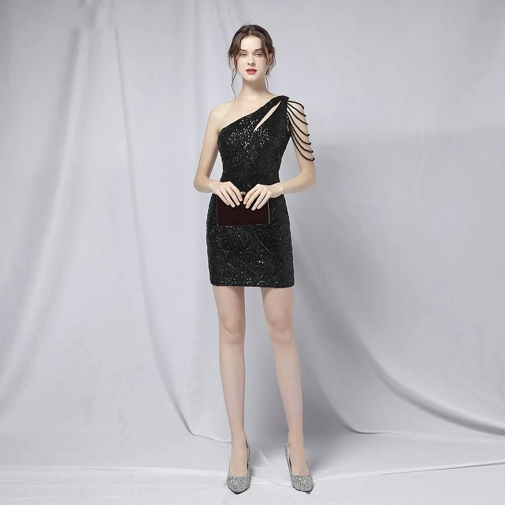 Damen-Minikleid, gestreiftes Polyester, ärmellos, eleganter Wasserfallausschnitt-1