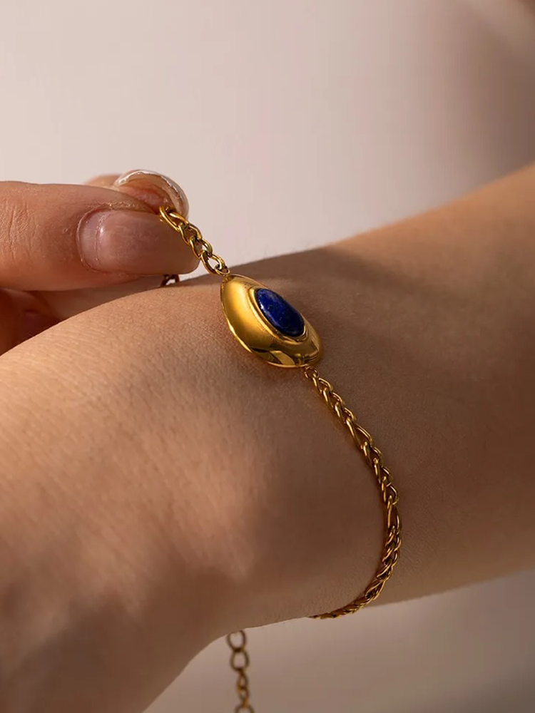 Damen Schmuckstück Lapislazuli Kette Goldarmband-1