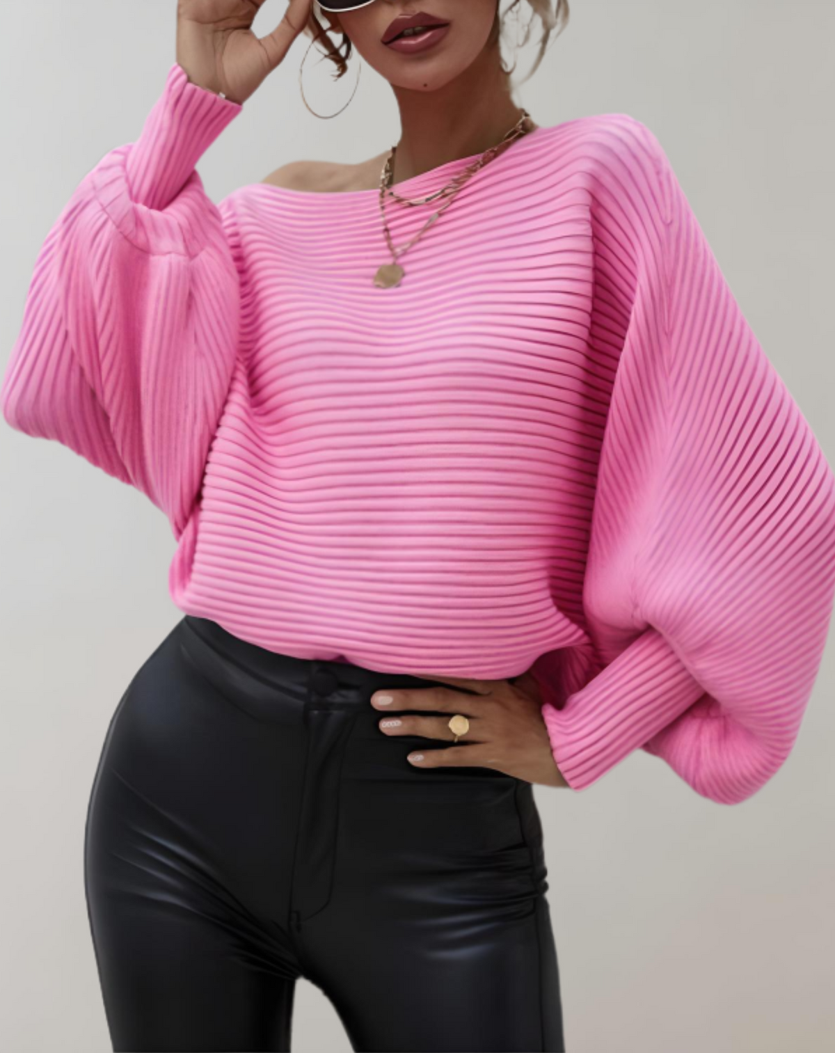 Variantenbild für taillierten Damenpullover mit Puffärmeln aus 100 % Baumwolle-13