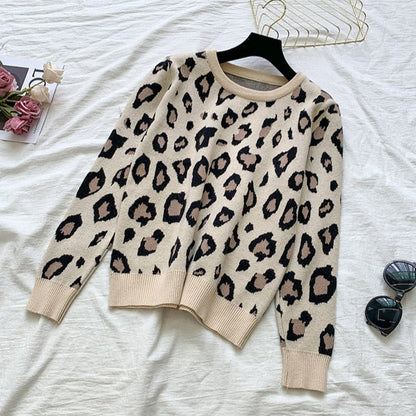 Damen-Hose, mit elastischem Bund, Leopardenprint, langes Set, Acryl-2