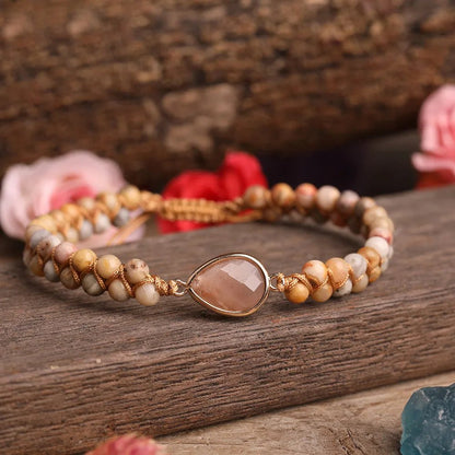 Damen-Boho-Armband, mit Steinperlen und verstellbarer Schnürung-6