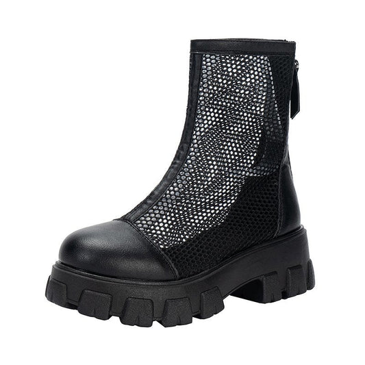 Damen Stiefeletten Reißverschluss Veganes Leder-1