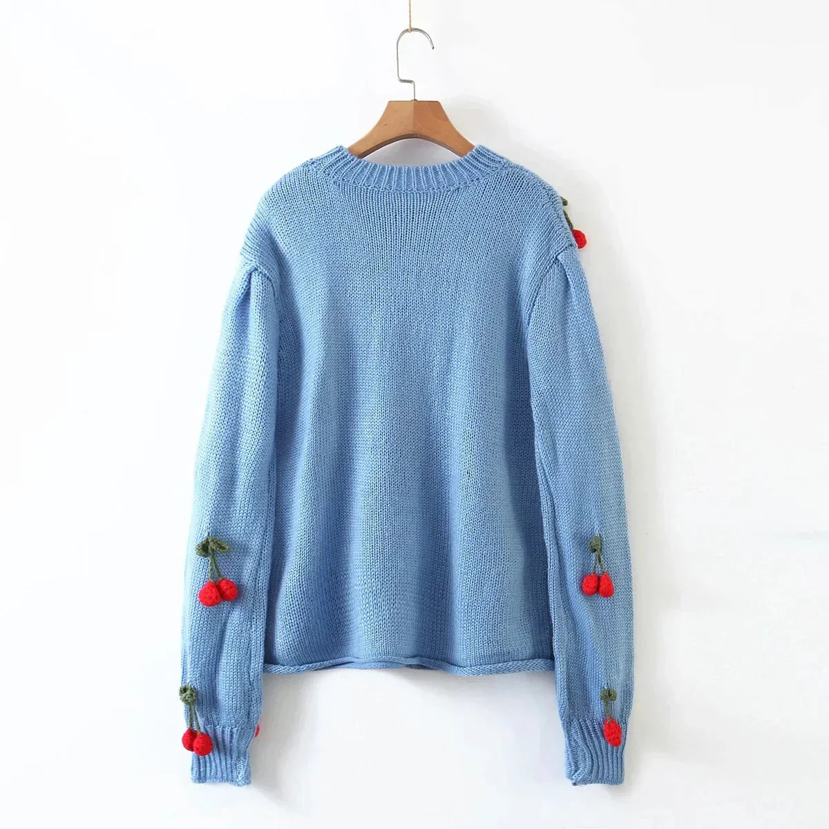 Damen-Pullover, Vintage Stil, mit Kirschmuster, Polyester-4