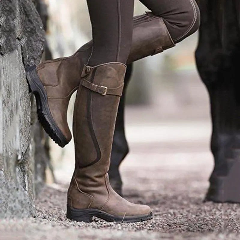 Damen Wasserdichte Stiefel Elegant Synthetische Leder-1