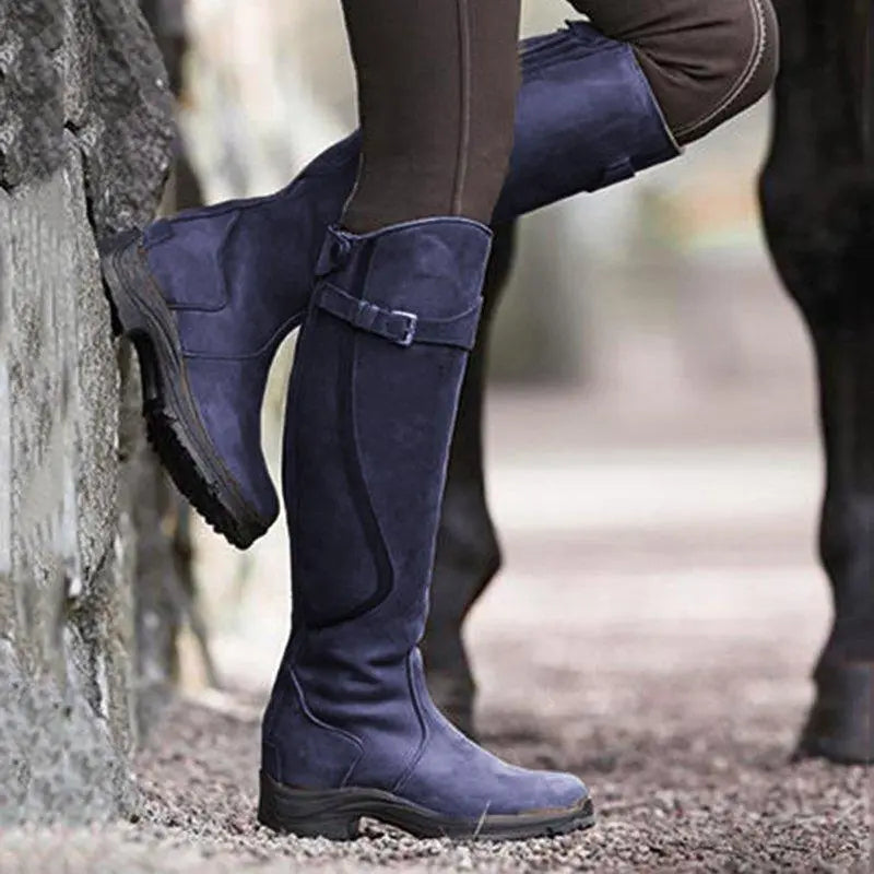 Damen Wasserdichte Stiefel Elegant Synthetische Leder-5