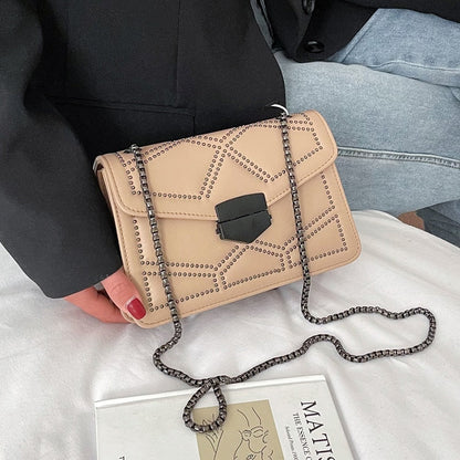 Variant image for Damen Schultertasche Kette PU-Leder Weich Klappen-Design-6