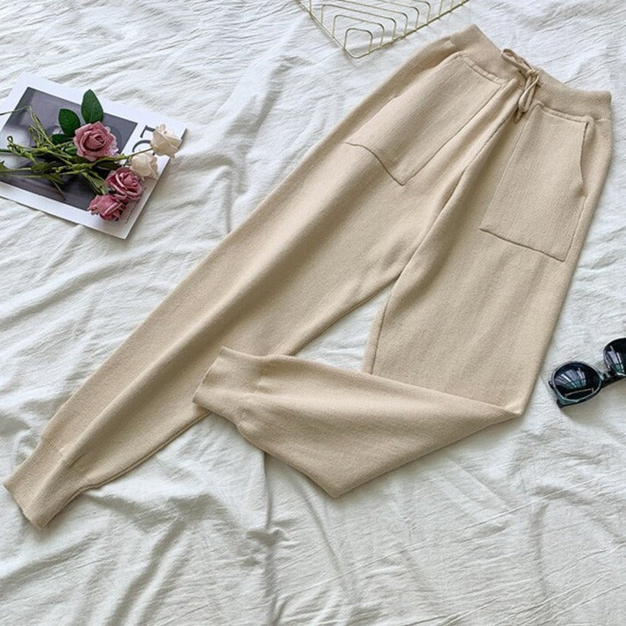 Damen-Hose, mit elastischem Bund, Leopardenprint, langes Set, Acryl-3