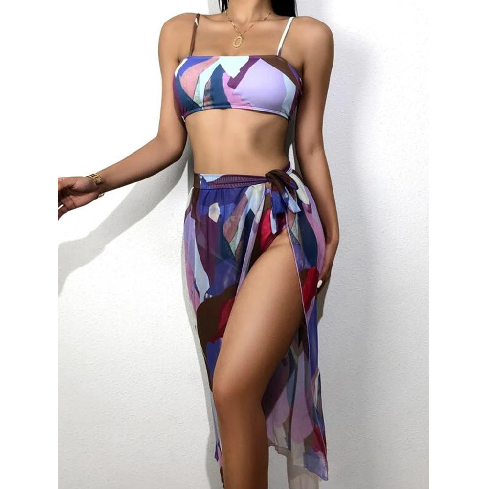 Damen Bikini-Set Transparent Sarong Polyester Spandex-5