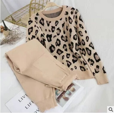 Variant image for Damen-Hose, mit elastischem Bund, Leopardenprint, langes Set, Acryl-12