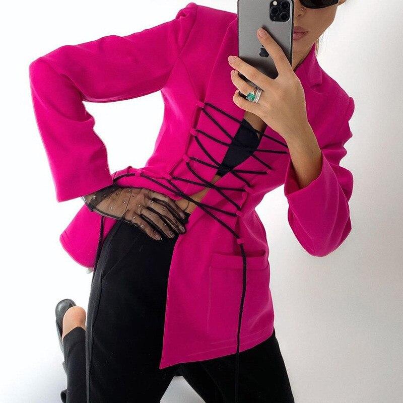 Variant image for Damenbluse Langarm Schnürung Polyester mit Taschen-7