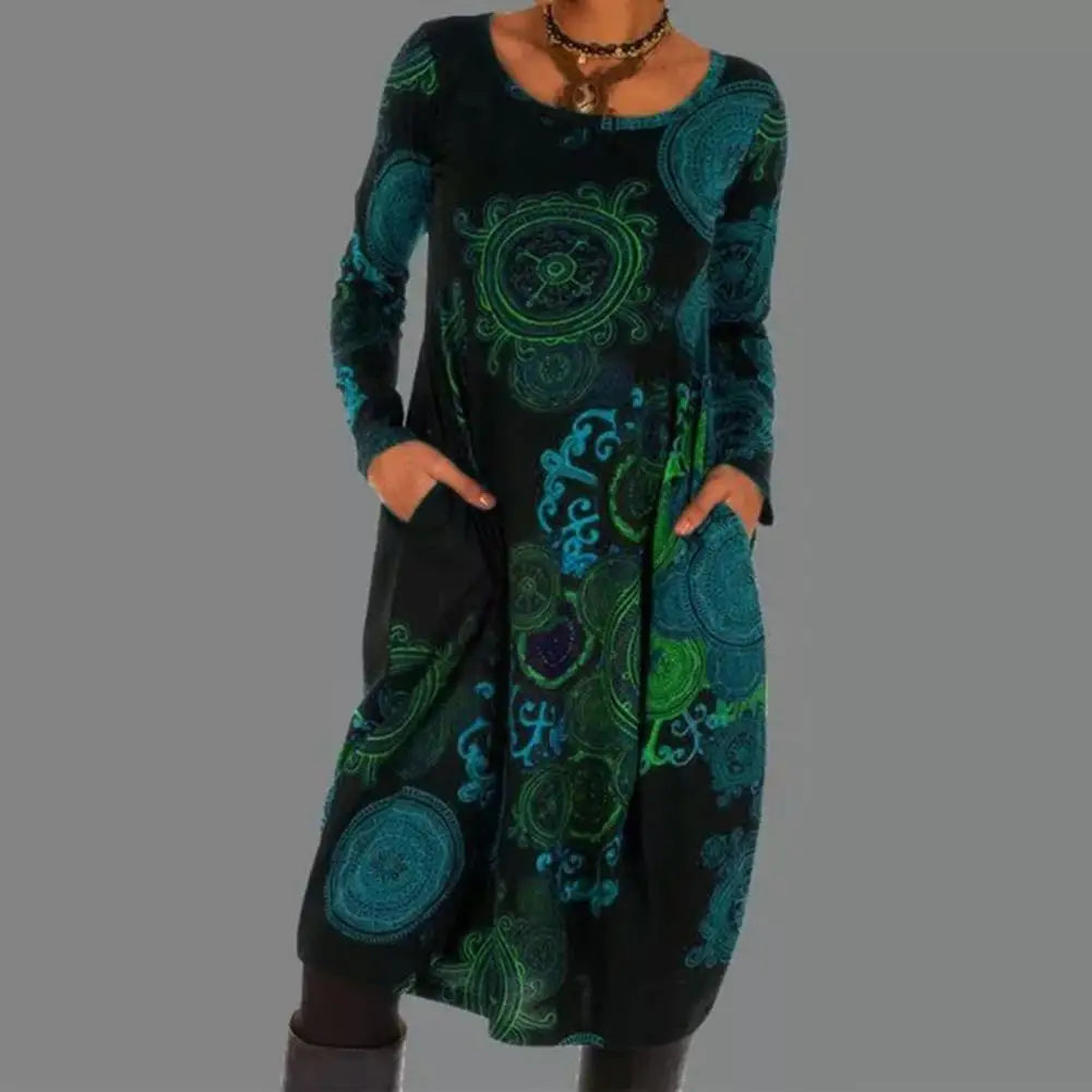 Variant image for Damen-vintage-boho-Kleid, langarm, Polyester-13