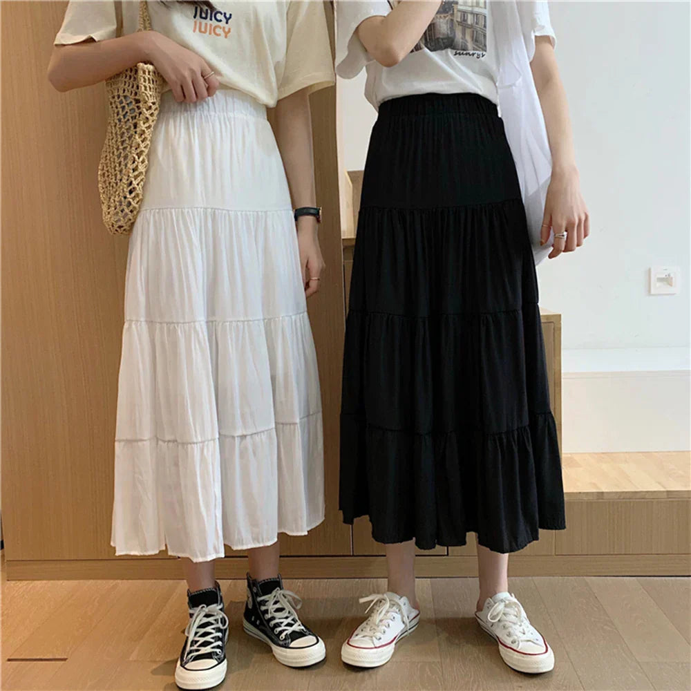 Damen A-Linien Rock Maxi Leichtes Material mit Elastisch Taillenband-6