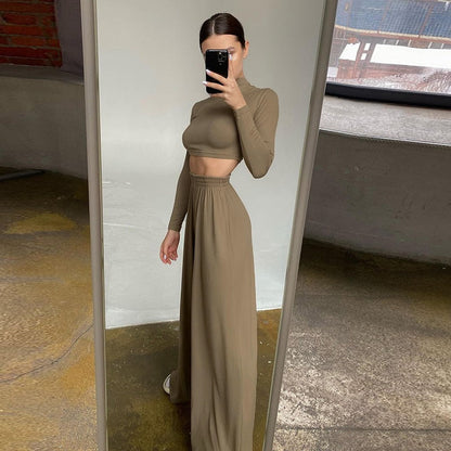 Variant image for Damen-Set: langärmeliges Top, Palazzo-Hose, Stretchmaterial-6
