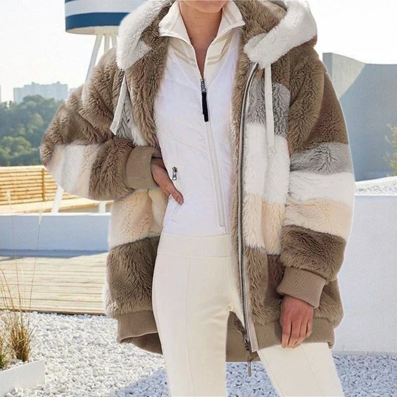 Variant image for Damen-Oversize-Mantel, Fleece mit Kunstfell-12