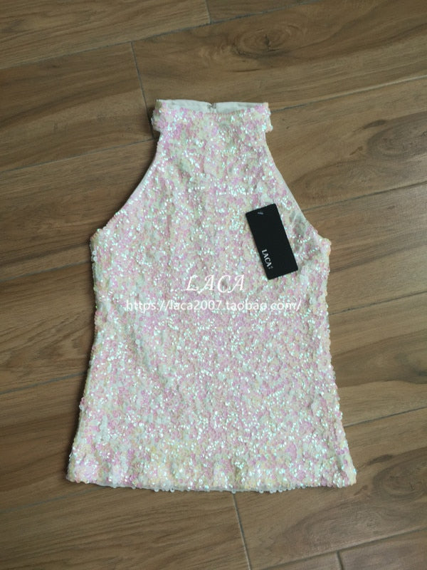 Variant image for Damen-Top, Glitzer-Design, kurzes Polyester-6