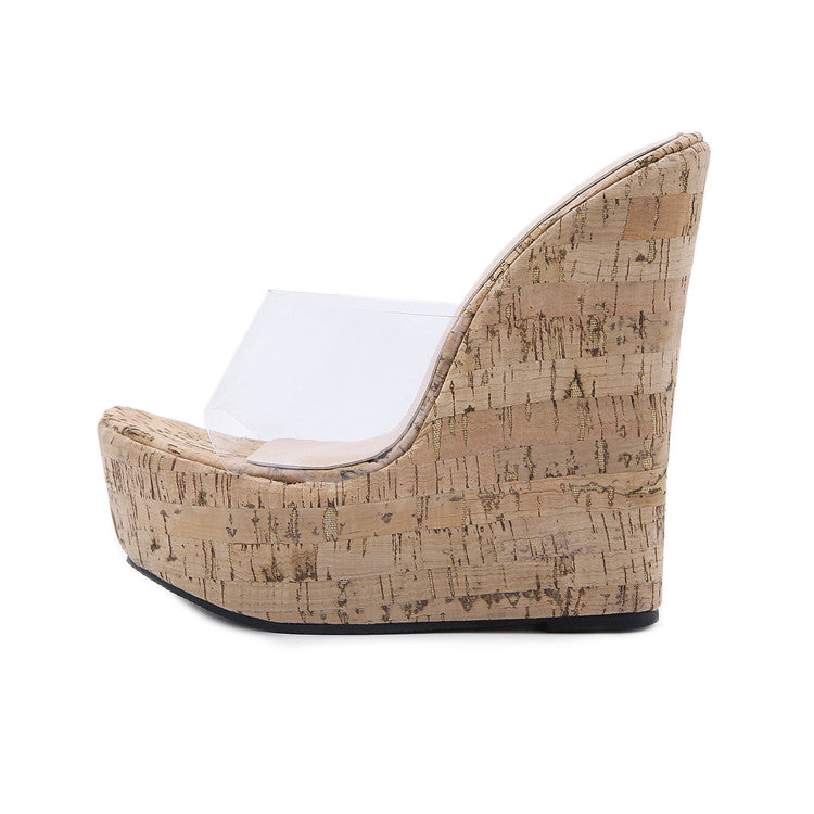 Damen Schuhe mit Keilabsatz Transparentes PVC Offene Zehenpartie-5