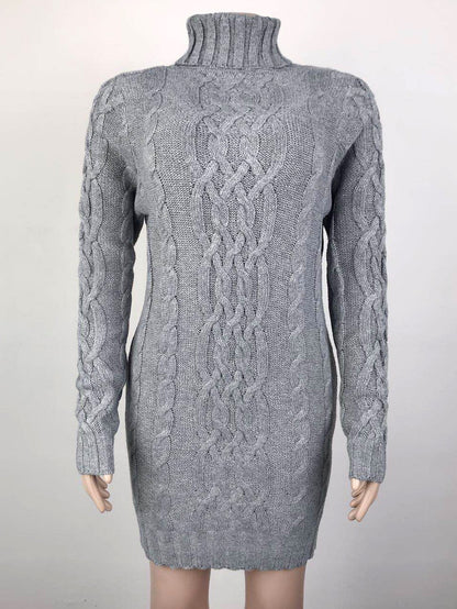 Schöne Damenkleider, Turtleneck, Zopfstrick, Acryl, langer Ärmel-6