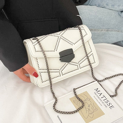 Variant image for Damen Schultertasche Kette PU-Leder Weich Klappen-Design-7