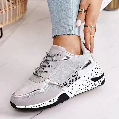 Damen-Schuhe, Leopardenmuster, klassische Schnürung, synthetisches Material-4