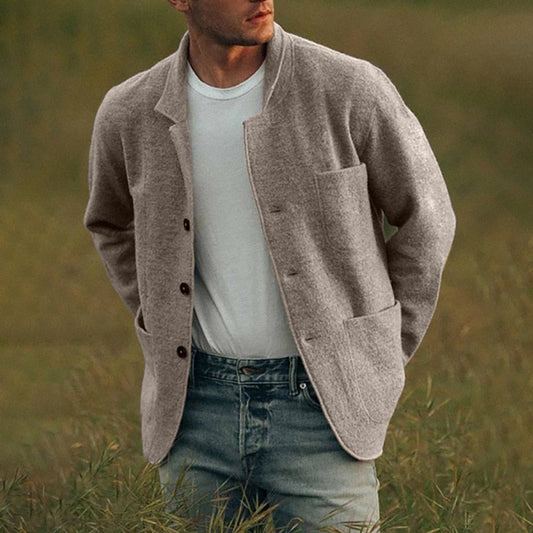 Herrenjacke Vielseitiger Knopfverschluss Hochwertiges Polyester-1