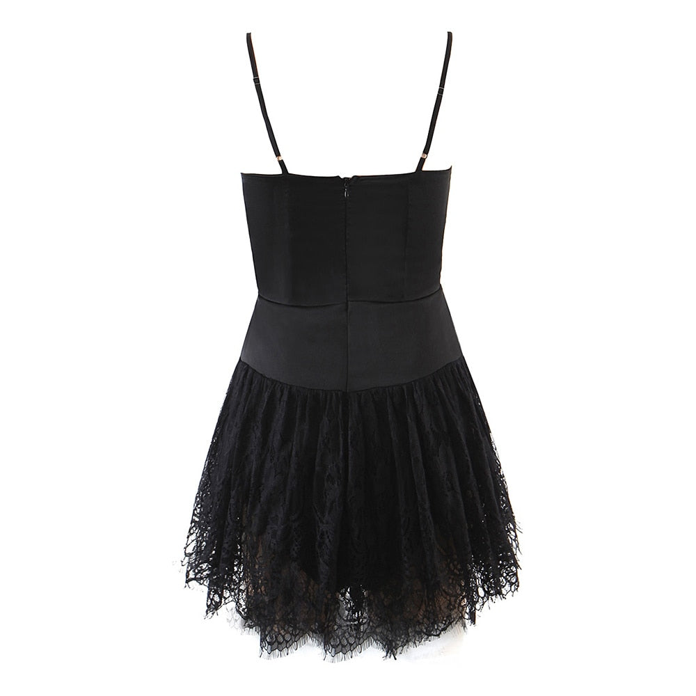 Damen-Minikleid, glitzernd, Spaghettiträger, Synthetikfaser-2