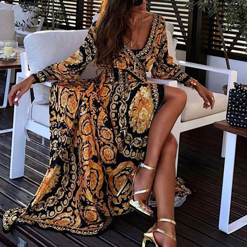 Damen-Maxikleid, fließendes Design, hochwertiger Stoff-3