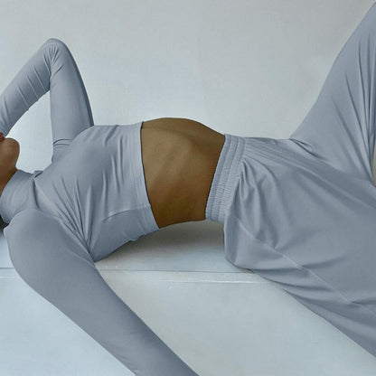 Damen-Set: langärmeliges Top, Palazzo-Hose, Stretchmaterial-2