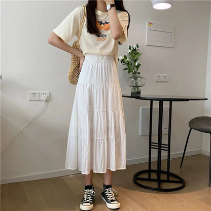 Damen A-Linien Rock Maxi Leichtes Material mit Elastisch Taillenband-1