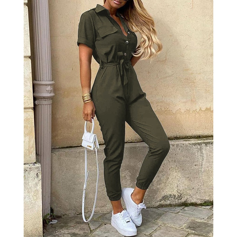 Damen-Bodysuit figurbetont mit Gürtel und Knöpfen Polyester-2