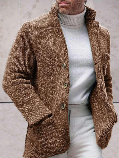 Variant image for Lange Strickjacke Damen Hoher Halsausschnitt Strick Acryl-1