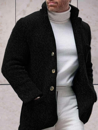 Variant image for Lange Strickjacke Damen Hoher Halsausschnitt Strick Acryl-13