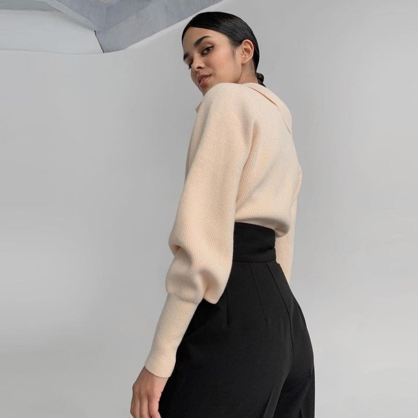 Damen-Pullover, V-Ausschnitt, weiche Baumwolle-3
