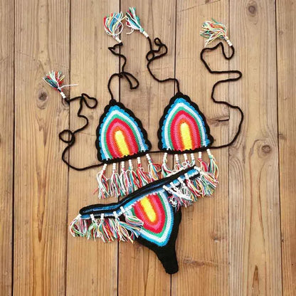Variant image for Damen 2-Geteilt Bikini Geometrisches Design Polyester-1