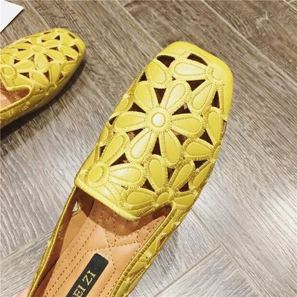 Damen Flache Schuhe Geblümtes Design PU-Leder 5