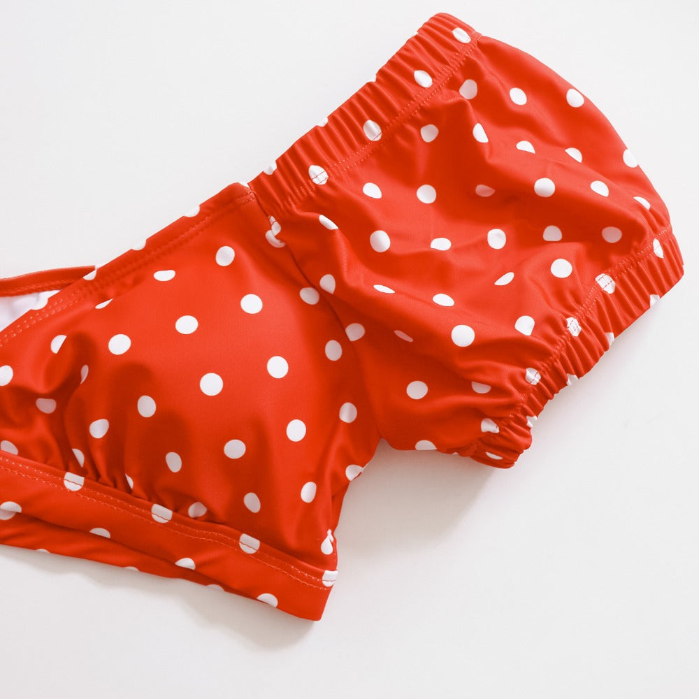 Damen Bikini-Set Retro Polka-Punkte Polyester Spandex-6