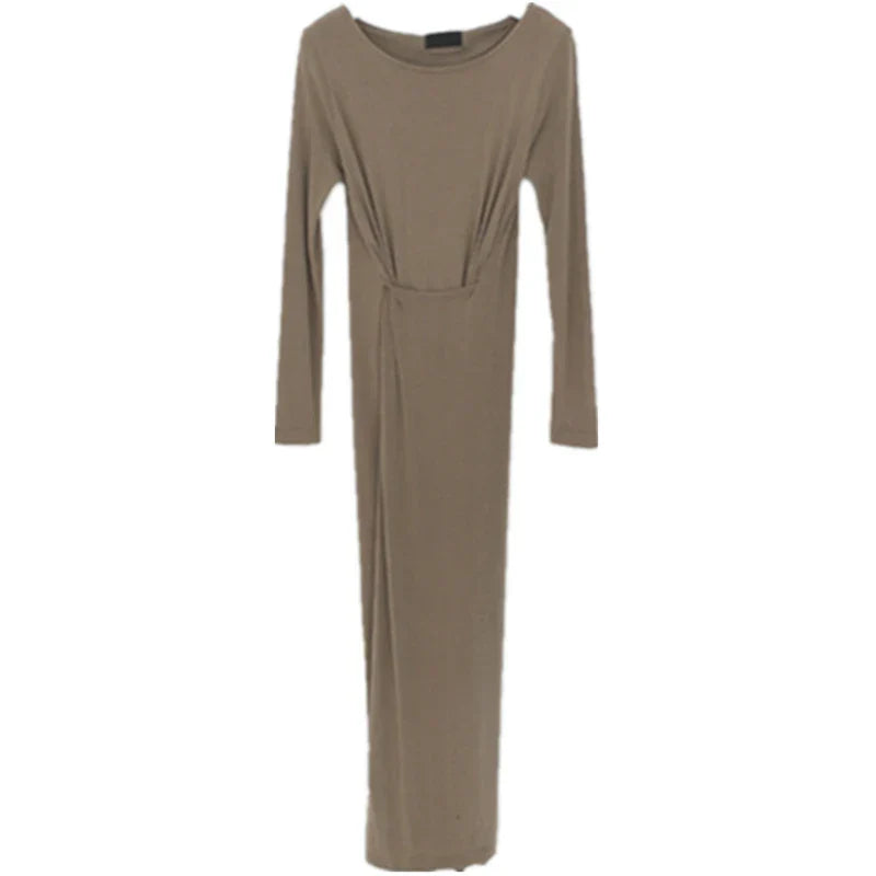 Maxikleid Damen Figurbetont Frühlingsdesign aus Baumwolle und Polyester-1