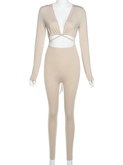 Damenoverall in Monochrom aus Polyester mit Schnürung und enganliegendem Design – perfekt für Alltag und Abende auswärts 4
