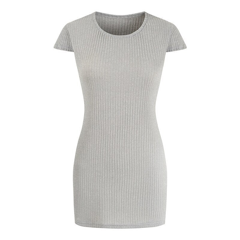 Damen-T-Shirt-Kleid, Midi, Slim Fit, elastische Baumwolle-2