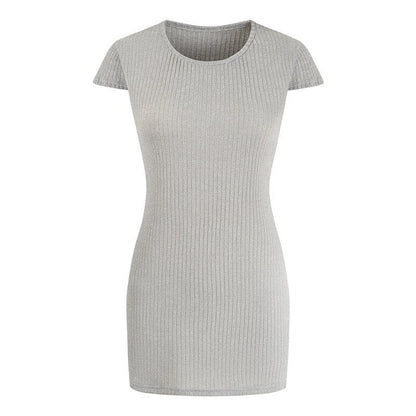 Damen-T-Shirt-Kleid, Midi, Slim Fit, elastische Baumwolle-2