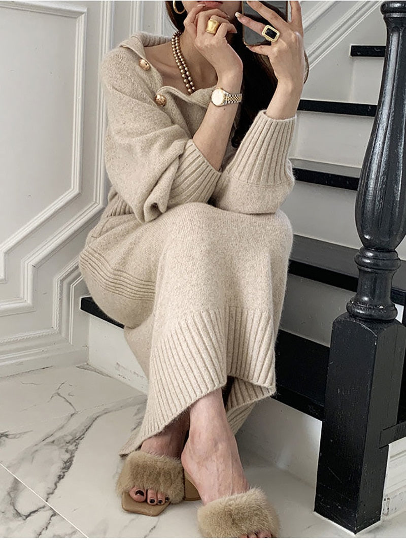 Damen-Midikleid, Turtleneck, Spandex, Baumwolle-3