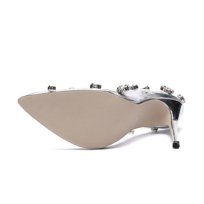 Damen-Stilettoschuhe, verstellbarer Riemen, PVC, hoher Absatz-4