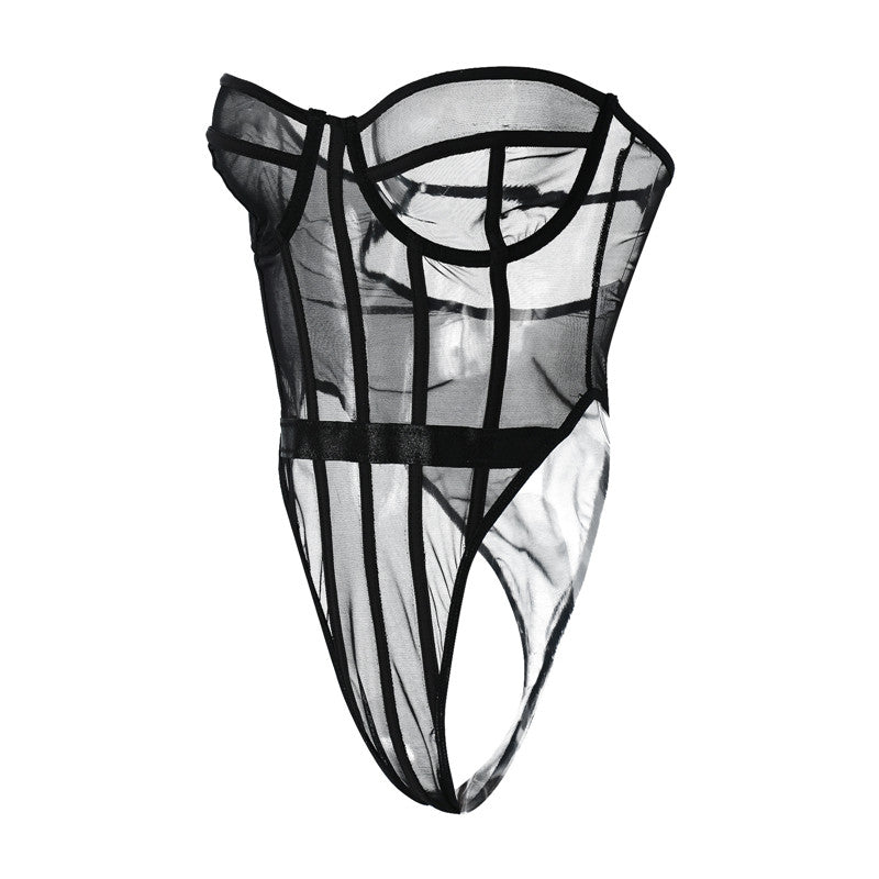 Damen-Body, transparent, Slim Fit, Polyester-4