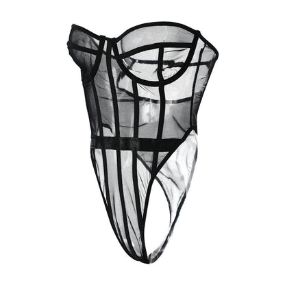 Damen-Body, transparent, Slim Fit, Polyester-4