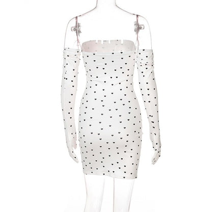 Damen-Minikleid, A-Linienform, Herzprint, Polyester-6