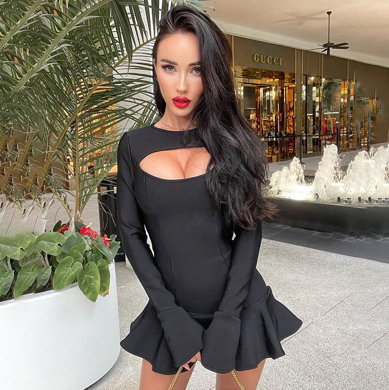 Trapezkleid für Frauen mit Rüschen und langen Ärmeln – 100% Polyester, knielanger Stil für Alltag und Party 6
