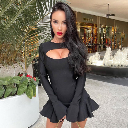 Trapezkleid für Frauen mit Rüschen und langen Ärmeln – 100% Polyester, knielanger Stil für Alltag und Party 6