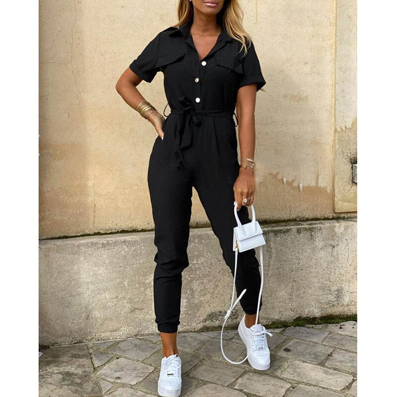 Damen-Bodysuit figurbetont mit Gürtel und Knöpfen Polyester-1