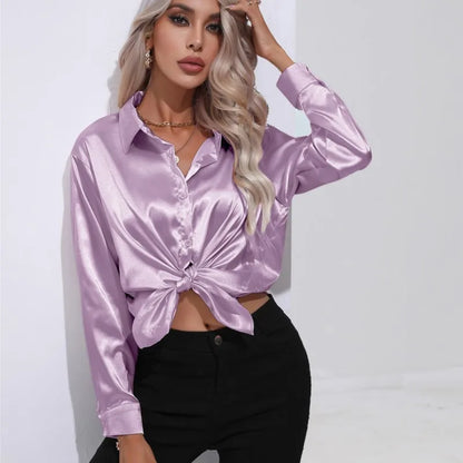 Damen-Satinbluse, elegant, vielseitig, Satin 4